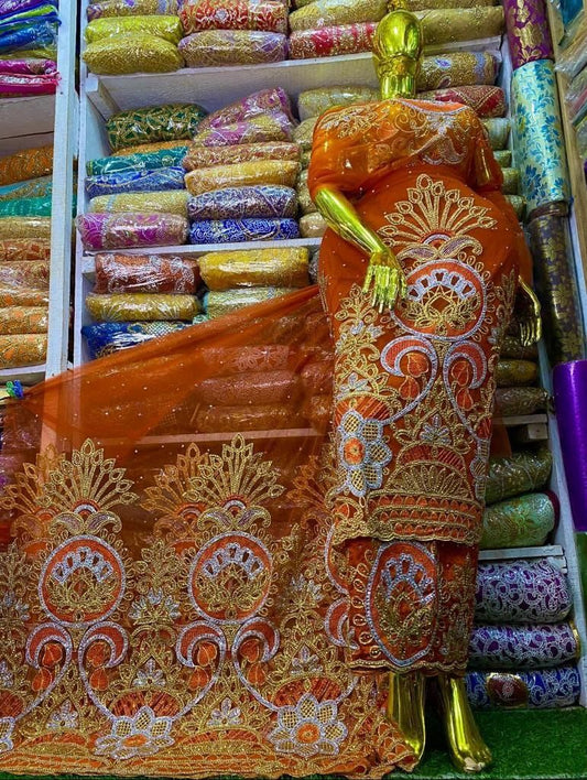 Indian George Fabric Material. 2.5yrds Net + 2.5yrds Silk + 2yrds Net blouse