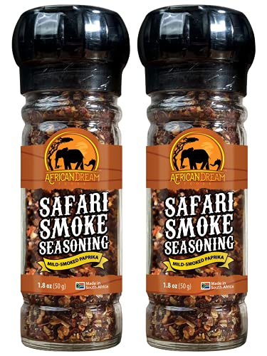 Safari Smoke Seasoning by African Dream Foods | All-Natural Smoky Seasoning | Made with Smoked Paprika | 2-Pack 1.8 oz grinder