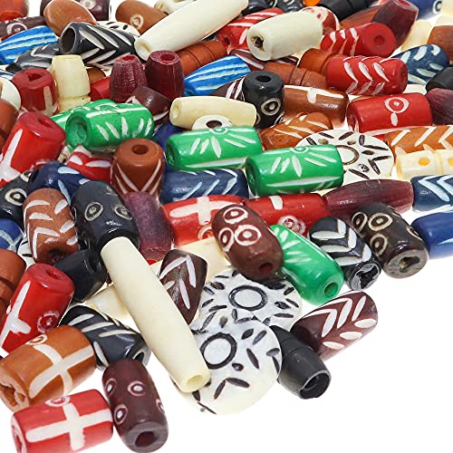 120 PCS Ox Bone Beads for Making Jewelry | Large Natural African Beads | Assorted Craft Beads